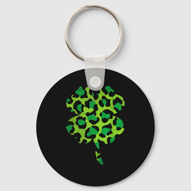 Buffalo Green Leopard Plaid Shamrock Cool St Patri Keychain (Front)