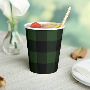 Buffalo Green Scottish Clan Tartan Paper Cups