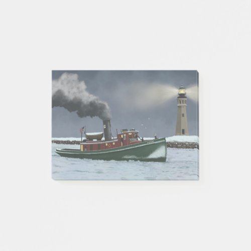 Buffalo Harbor Steam Tugboat and Lighthouse Post_it Notes