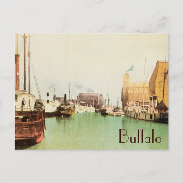 Buffalo Harbor Vintage Postcard (Front)