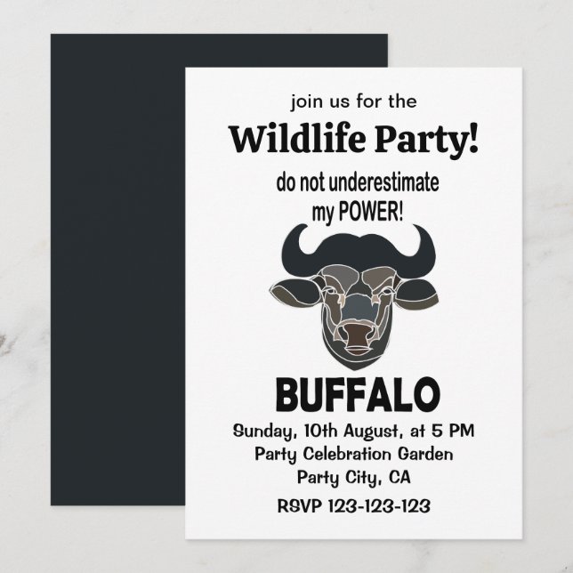 Buffalo Head Bison Animal Buffalo Invitation (Front/Back)