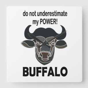 Buffalo Head Bison Animal Buffalo Square Wall Clock