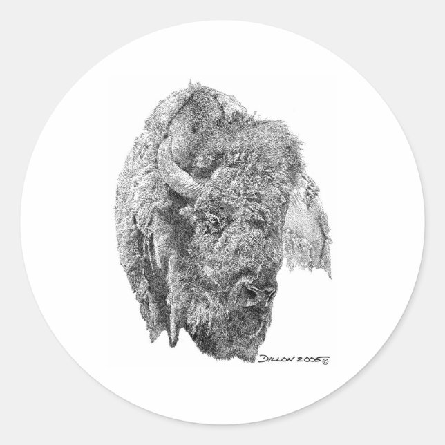 Buffalo Head Classic Round Sticker (Front)