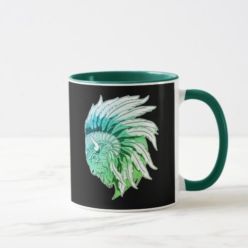 Buffalo Head With indian Headdress Mug