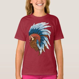  HEADDRESS HEARTBEAT NATIVE AMERICAN INDIAN TRADITIONAL T-Shirt  : Clothing, Shoes & Jewelry