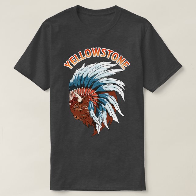 Buffalo Head Yellowstone Wildlife T-Shirt (Design Front)