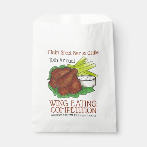 Buffalo Hot Chicken Wings Wing Eating Competition Favor Bag