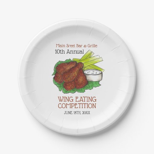 Buffalo Hot Chicken Wings Wing Eating Competition Paper Plates