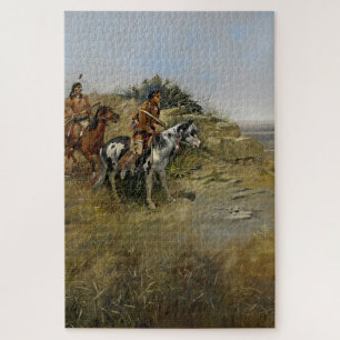 “Buffalo Hunt” Cowboy Art by Charles Russell Jigsaw Puzzle