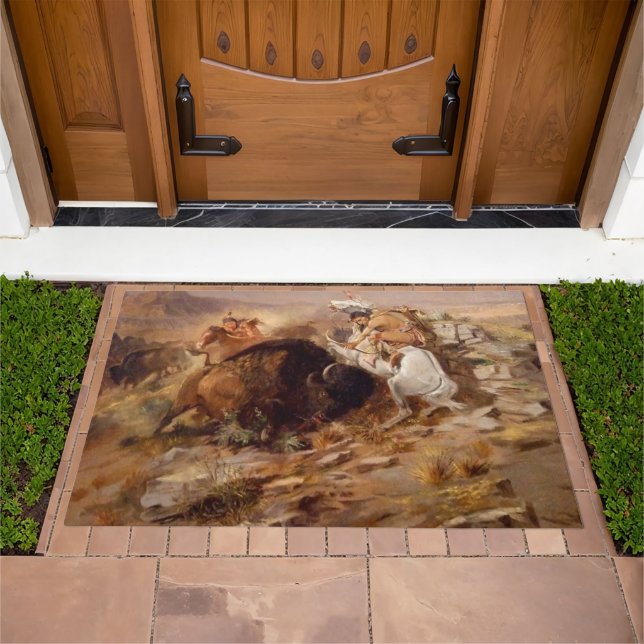 Buffalo Hunt Native American Hunters Home  Doormat (Outdoor)