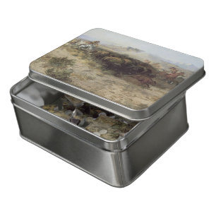 Buffalo Hunt No. 26 by CM Russell, Vintage Indians Jigsaw Puzzle