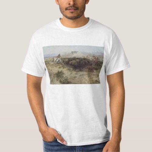 Buffalo Hunt No 26 by CM Russell Vintage Indians T_Shirt