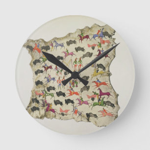 Buffalo hunt (pigment on elk-skin) round clock