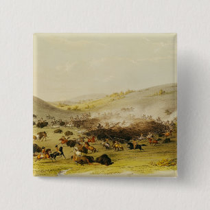 Buffalo Hunt, Surround, c.1832 Pinback Button