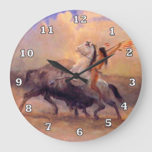 Buffalo Hunter Native American Clock