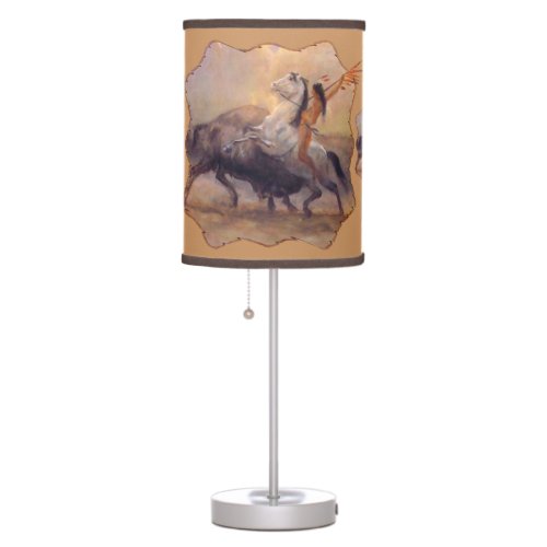 Buffalo Hunter Native American Lamp