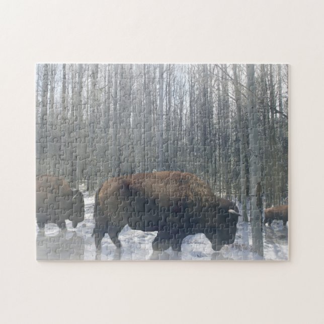 Buffalo in the Snow Jigsaw Puzzle (Horizontal)