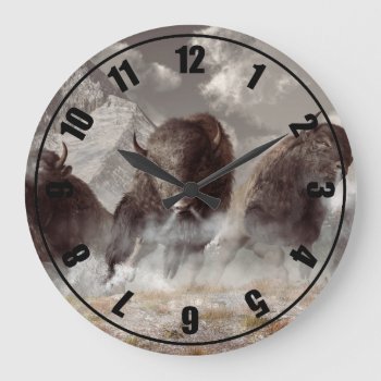 Buffalo Large Clock by ArtOfDanielEskridge at Zazzle