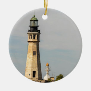 Buffalo Lighthouse Ceramic Ornament