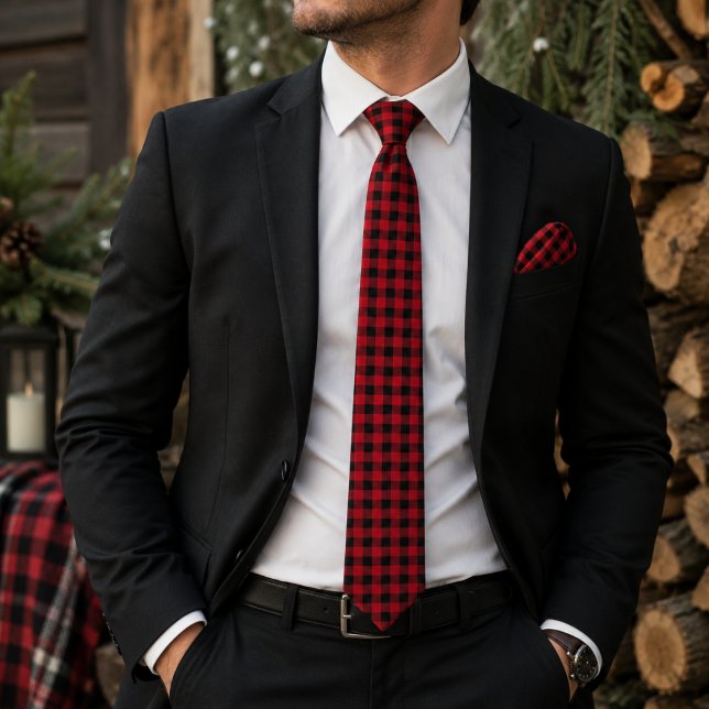 Buffalo Lumberjack Plaid Seamless Pattern  Neck Tie (Creator Uploaded)
