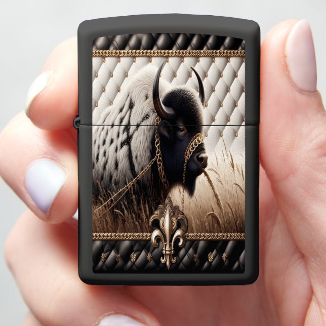 Buffalo Luxury Quilted Leather Zippo Lighter (In Hand)