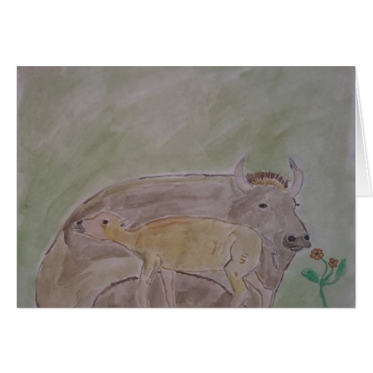 buffalo mother and calf cards (Front Horizontal)