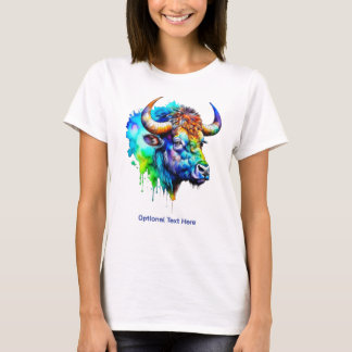 Buffalo Multicolor Paint Drip Watercolor T-Shirt