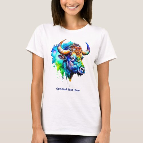 Buffalo Multicolor Paint Drip Watercolor T_Shirt