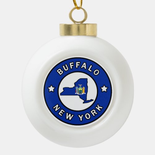 Buffalo New York Ceramic Ball Christmas Ornament