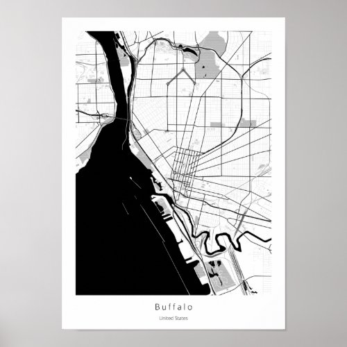 Buffalo New York Modern Minimal Simple Map Poster