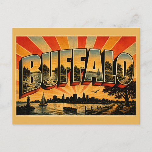 Buffalo New York Niagara River Lake Erie Art Postcard