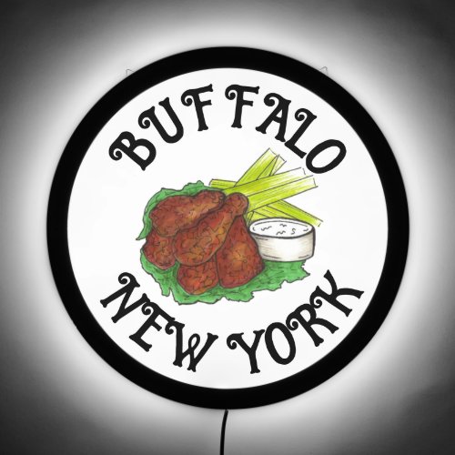 Buffalo New York NY Hot Chicken Wings Celery LED Sign