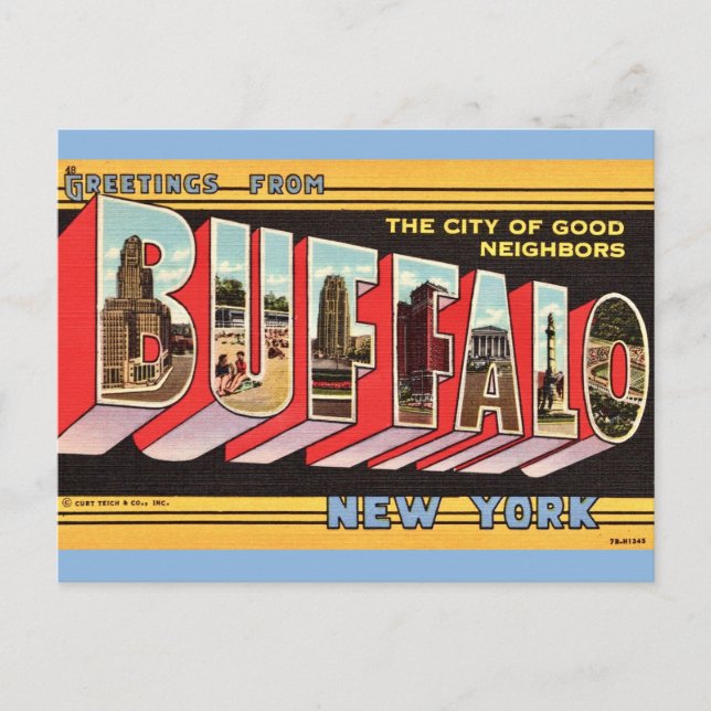 Buffalo New York Retro Postcard (Front)