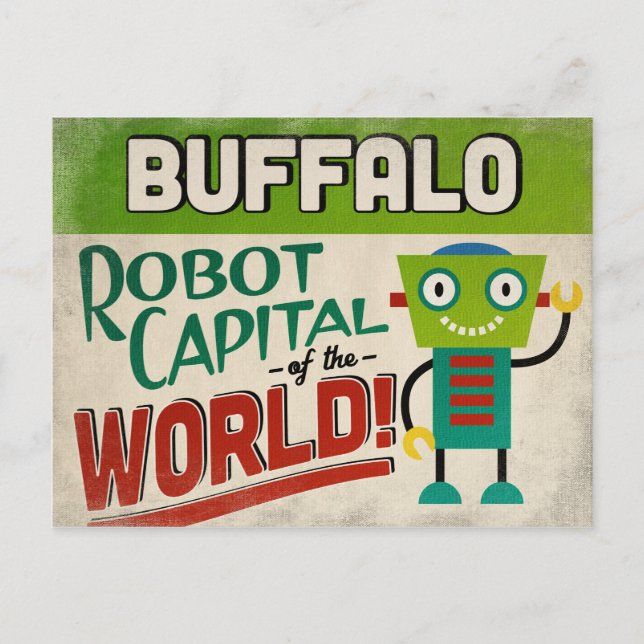 Buffalo New York Robot - Funny Vintage Postcard (Front)
