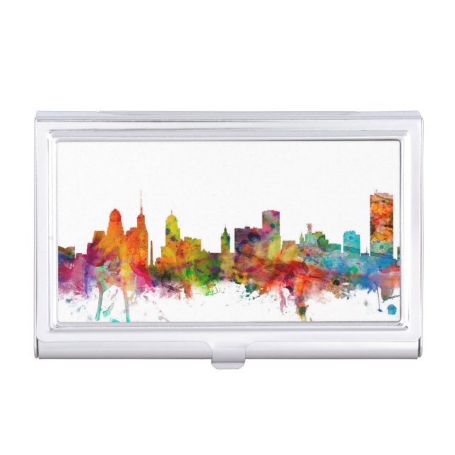 Buffalo New York Skyline Business Card Holder (Front)