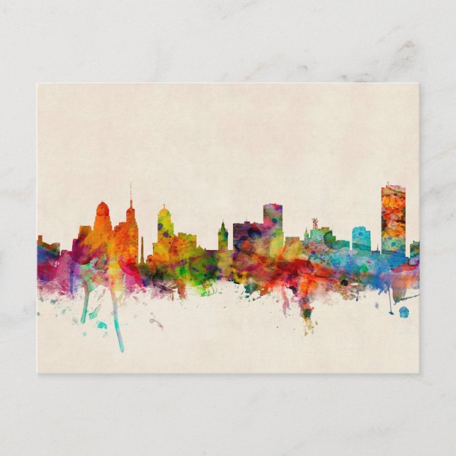 Buffalo New York Skyline Cityscape Postcard (Front)