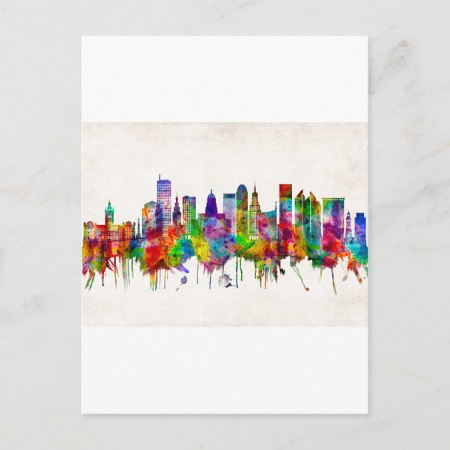 Buffalo New York Skyline Holiday Postcard (Front)