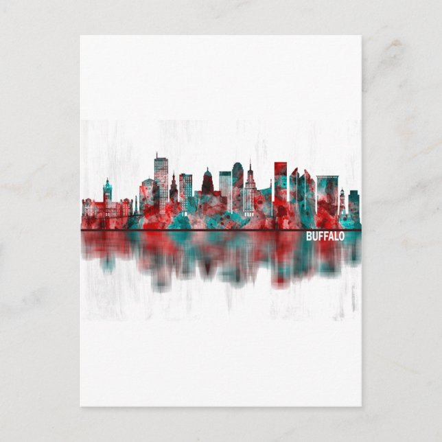 Buffalo New York Skyline Holiday Postcard (Front)