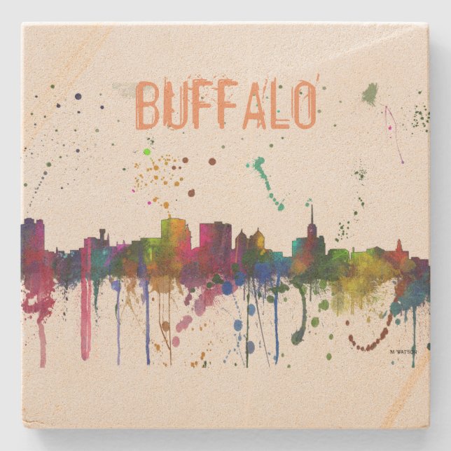 BUFFALO NEW YORK SKYLINE - Stone Coaster (Front)