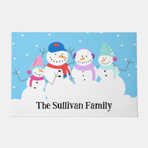 Buffalo New York Snowman Family Customized Doormat