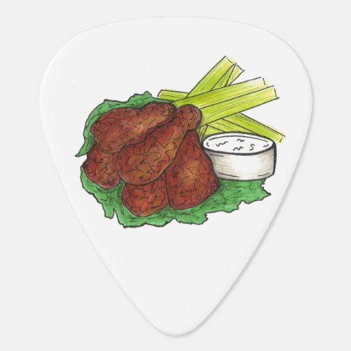 Buffalo New York Spicy BBQ Chicken Wings Foodie Guitar Pick