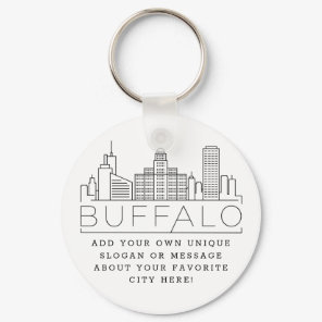 Buffalo, New York Stylized Skyline | Custom Slogan Keychain