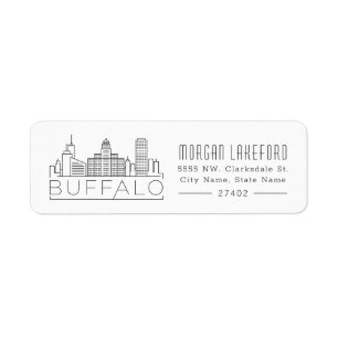 Buffalo, New York Stylized Skyline   Label