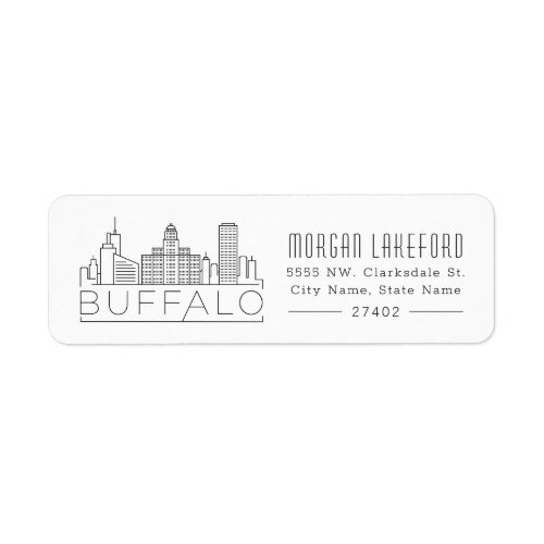 Buffalo New York Stylized Skyline  Label
