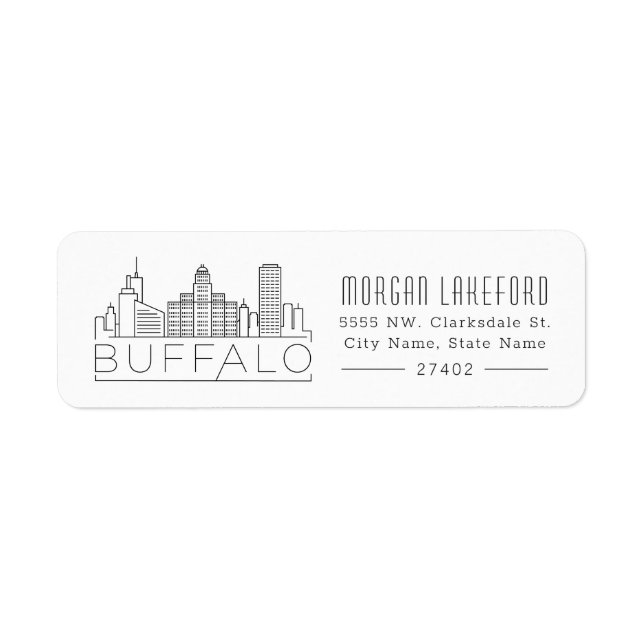 Buffalo, New York Stylized Skyline | Label (Front)