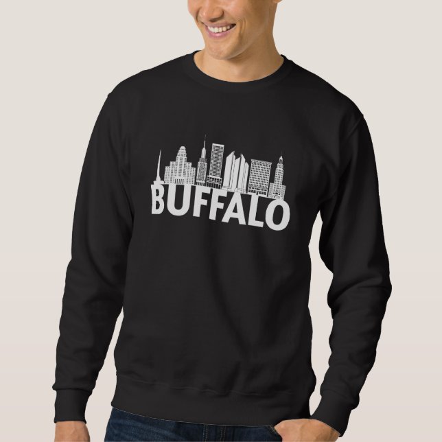Buffalo New York USA City Skyline Silhouette Outli Sweatshirt (Front)