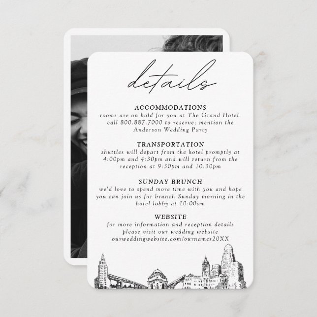 Buffalo New York Wedding Details Enclosure Card (Front/Back)