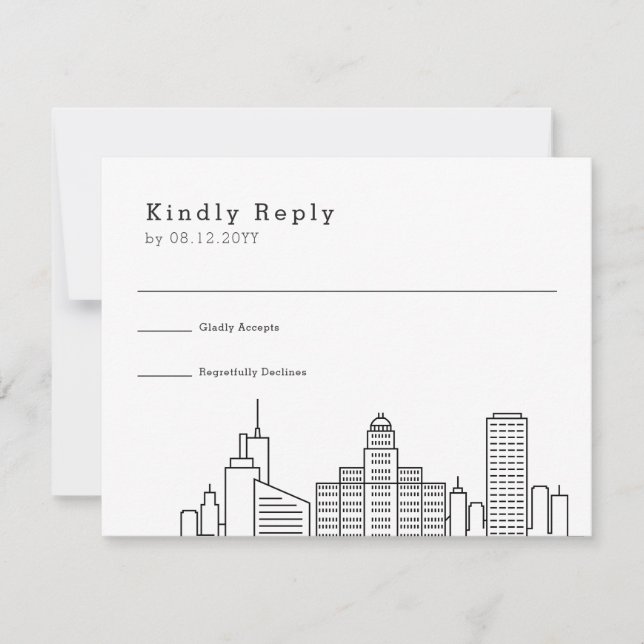 Buffalo, New York Wedding | Stylized Skyline RSVP Card (Front)