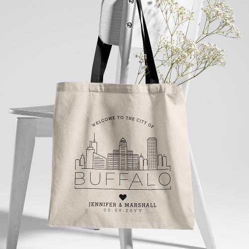 Buffalo New York Wedding  Stylized Skyline Tote Bag