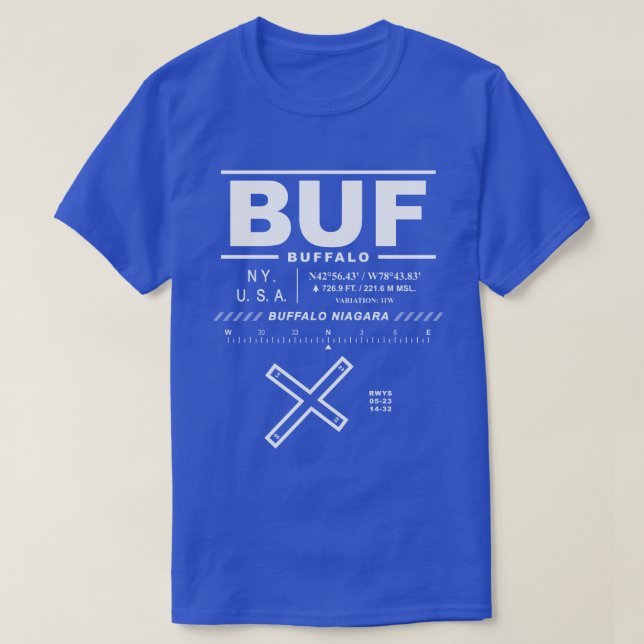 Buffalo Niagara International Airport BUF T-Shirt (Design Front)